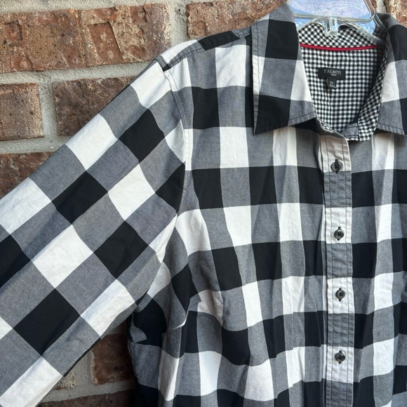 Talbots Black Buffalo Check Flannel Button Front Top Size 2X - Picture 3 of 7